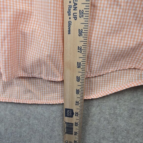 Chaps Mens Orange Gingham Check Button-Up Shirt XL Easy Care Cotton Blend - Picture 7 of 8